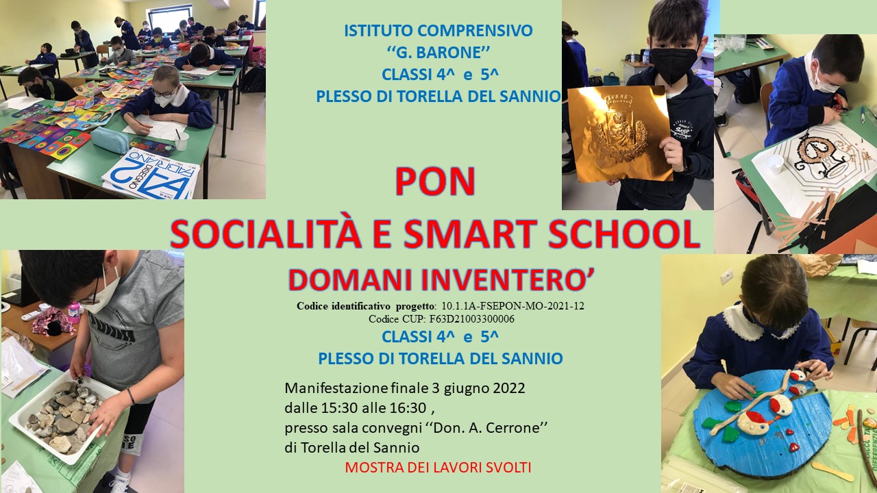 Al momento stai visualizzando Progetto PON SMART SCHOOL modulo   “Domani inventerò” – Classi quarta e quinta Scuola Primaria TORELLA DEL SANNIO